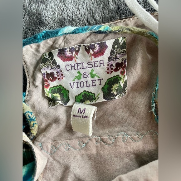 Strap back, mini cotton dress in blue and brown size M - Picture 6 of 6